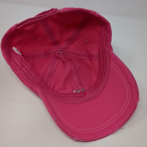 Chicago Strapback Baseball Cap Pink One Size Adjustable Embroidered Distressed - Picture 7 of 9